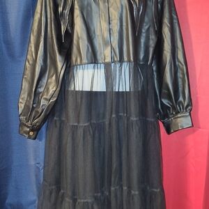 La Ros Long Black Mesh Dress Autumn Winter Ladies small Size Dresses Goth retro